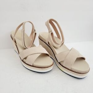 NEW Cole Haan Women's CloudFeel Espadrille Sesame Wedge Sandals Size 9.5